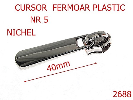 Cursori fermoar - 2688/CURSOR FERMOAR PLASTIC-NR 5-mm---nichel---2G1--