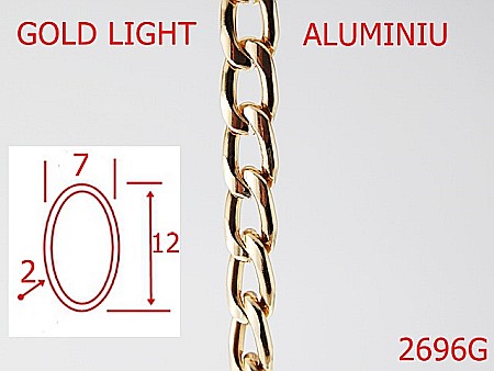 Lant poseta aluminiu - 2696G/LANT ALUMINIU-7-mm-2-gold light---7I5--