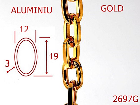 Lant poseta aluminiu - 2697G/LANT ALUMINIU-12-mm-3-gold---7H2--