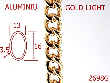 Lant poseta aluminiu - 2698G/LANT ALUMINIU-13-mm-3.5-gold light---7G6--