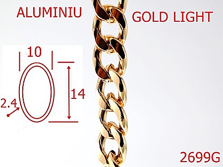 Lant poseta aluminiu - 2699G/LANT ALUMINIU-10-mm-2.4-gold light---13I1/13I2/7L5--