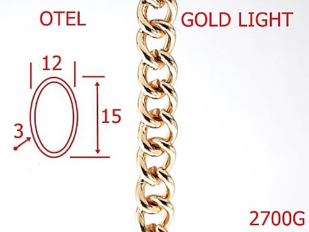 Lant poseta otel - 2700G/LANT OTEL-12-mm-3-gold light---7J7--
