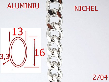 Lant poseta aluminiu - 2704/LANT ALUMINIU-13-mm-3.3-nichel---7I2--