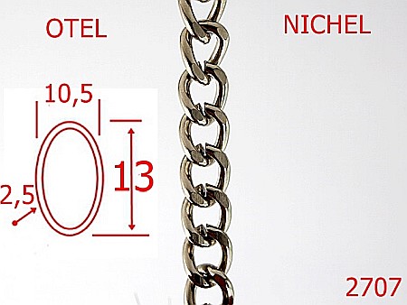 Lant poseta otel - 2707/LANT OTEL-10.5-mm-2.5-nichel---14C2/14B8/7J7--