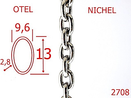 Lant poseta otel - 2708/LANT OTEL-9.6-mm-2.8-nichel---7H6--