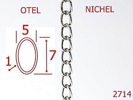 Lant poseta otel - 2714/LANT OTEL-5-mm-1-nichel---7K7--