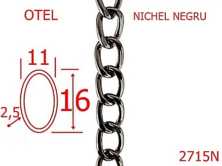Lant poseta otel - 2715N/LANT OTEL-11-mm-2.5-nichel negru---7H6--