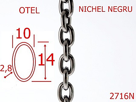 Lant poseta otel - 2716N/LANT OTEL-10-mm-2.8-nichel negru---7H7--