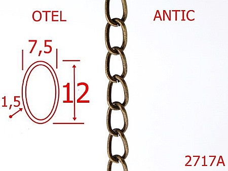 Lant poseta otel - 2717A/LANT OTEL-7.5-mm-1.5-antic---7I7--