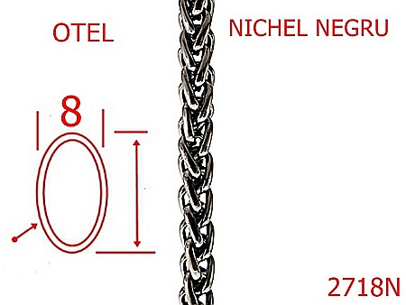 Lant poseta otel - 2718N/LANT OTEL-8-mm---nichel negru---7H7--