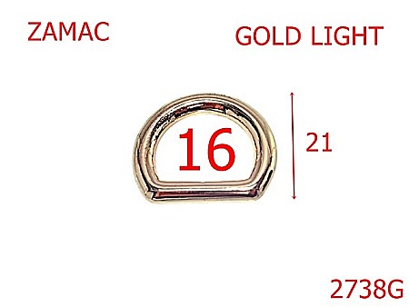 Accesorii metalice pentru marochinarie - 2738G/INEL D-16-mm---gold light---3E2--