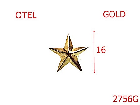 Accesorii metalice pentru marochinarie - 2756G/ONAMENT STEA-16-mm---gold-21 D 13----