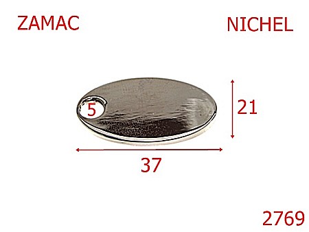 Placute ornamentale - 2769/TAG  ORNAMENT-37X21-mm---nichel-15A5--7A7--