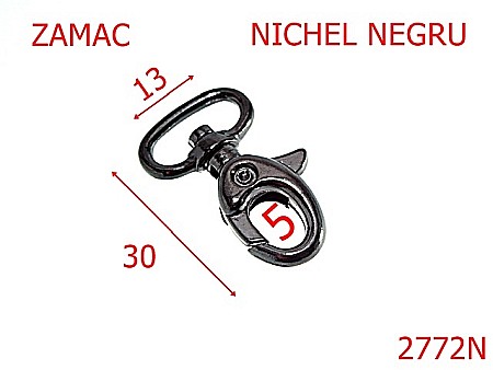 Carabine poseta - 2772N/CARABINAN BORSETA-13-mm---nichel negru--5U10-5D5--