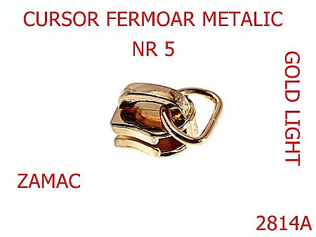 Cursori fermoar metalic - 2814G/CURSOR NR 5 FERMOAR METALIC  -NR 5----gold light-----F41/F42/F43