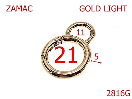 Inele carabina - 2816G/INEL CARABINA-21-mm-5-gold light-23E9-23E15----