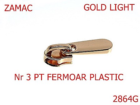 Cursori fermoar - 2864G/CURSOR PLASTIC-No3-mm---gold light-----C41