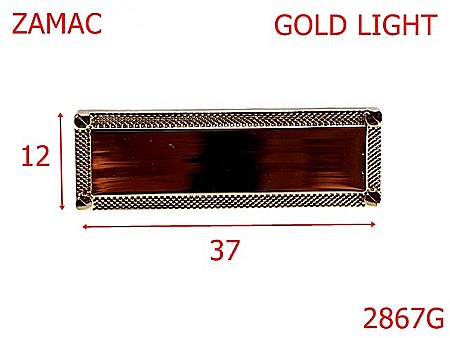 Placute ornamentale - 2867G/PLACUTA -37X12-mm---gold light-15A6--15A6-4I5--