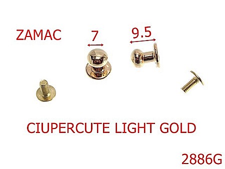 Accesorii metalice pentru marochinarie - 2886G/CIUPERCUTA-7-mm---gold light-----D44