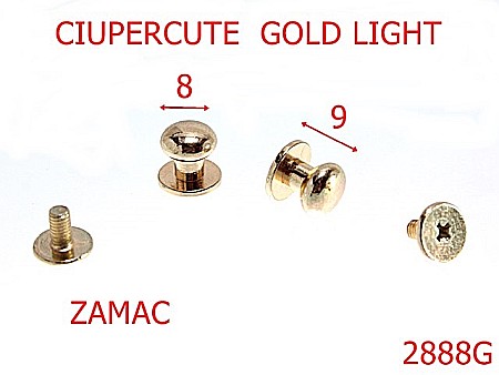Accesorii metalice pentru marochinarie - 2888G/CIUPERCUTA-8-mm---gold light-----C44