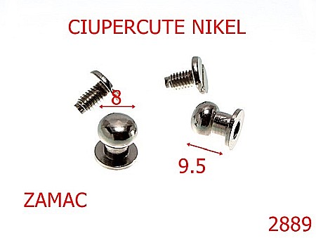 Accesorii metalice pentru marochinarie - 2889/CIUPERCUTA-8-mm---nichel---7E3--C43