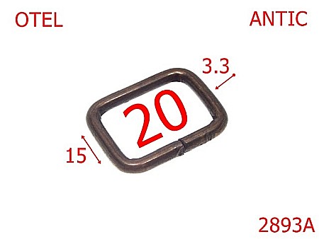 Inele dreptunghiulare - 2893A/INEL DREPTUNHIULAR-20-mm-3.3-antic--3J4---