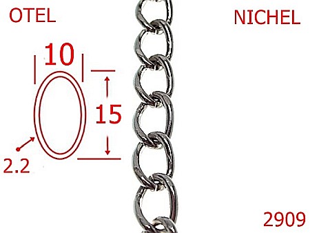 Lant poseta otel - 2909/LANT OTEL-10-mm-2.2-nichel---7G2--