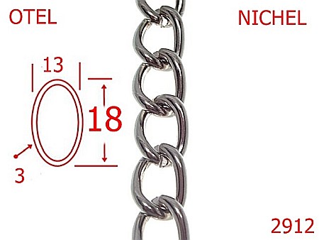 Lant poseta otel - 2912/LANT OTEL-13-mm-3-nichel---7K5--
