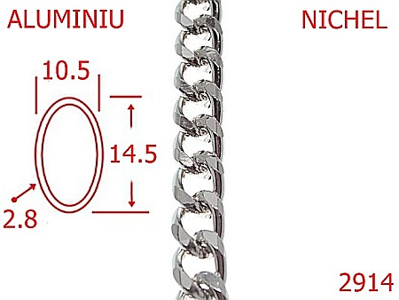 Lant poseta aluminiu - 2914/LANT ALUMINIU-10.5-mm-2.8-nichel---7K7--