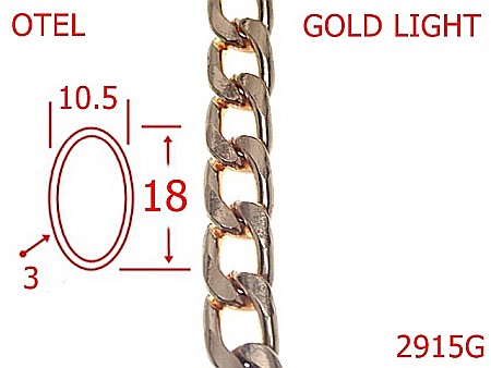 Lant poseta otel - 2915G/LANT OTEL-10.5-mm-3-gold light---7H2--