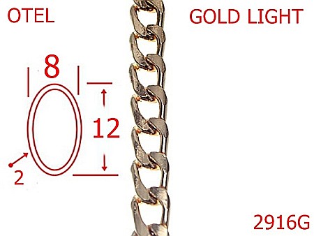 Lant poseta otel - 2916G/LANT OTEL-8-mm-2-gold light---7L4--