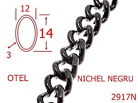 Lant poseta otel - 2917N/LANT OTEL-12-mm-3-nichel negru---7K4--
