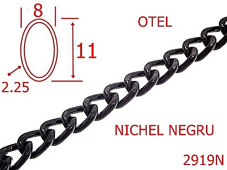 Lant poseta otel - 2919N/LANT OTEL-8-mm-2.25-nichel negru---7L4--