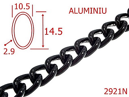 Lant poseta aluminiu - 2921N/LANT ALUMINIU-10.5-mm-2.9-nichel negru---7L6--