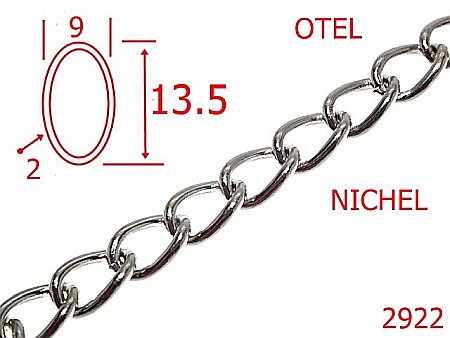 Lant poseta otel - 2922/LANT OTEL-9-mm-2-nichel---7J1--