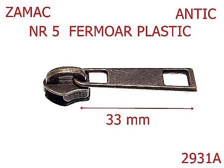 Cursori fermoar - 2931A/CURSOR ERMOAR PLASTIC-NR 5-mm---antic---2G1/2E1--