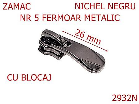 Cursori fermoar metalic - 2932N/CURSOR FERMOAR METAL-NR 5-mm---nichel negru---2F2--