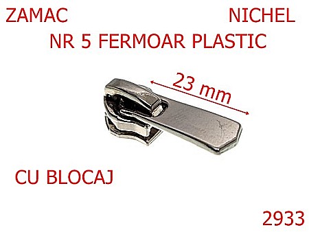 Cursori fermoar - 2933/CURSOR FERMOAR PLASTIC-NR 5-mm---nichel---2F2--