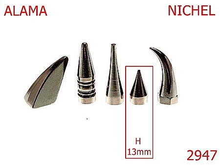 Accesorii metalice pentru marochinarie - 2947/CRAMPON ZGARDA-13-mm---nichel---10D24--AA44