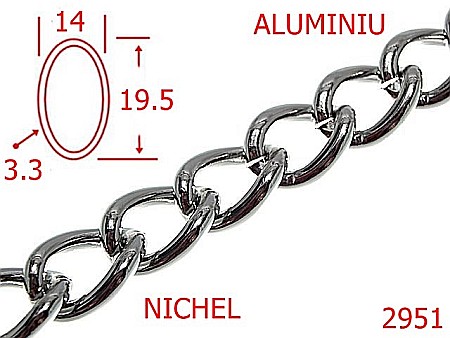 Lant poseta aluminiu - 2951/LANT ALUMINIU POSETA-14-mm-3.3-nichel---7K1--