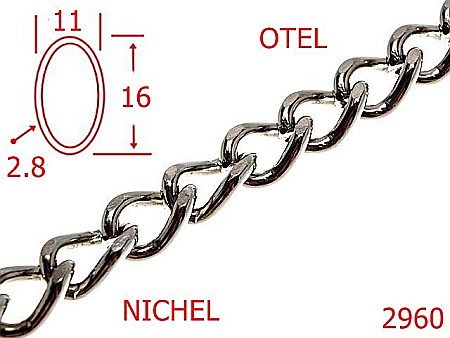 Lant poseta - 2960/LANT OTEL POSETA-11-mm-2.8-nichel---7G8--