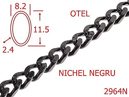 Lant poseta - 2964N/LANT OTEL POSETA-8.2-mm-2.4-nichel negru---7L4--