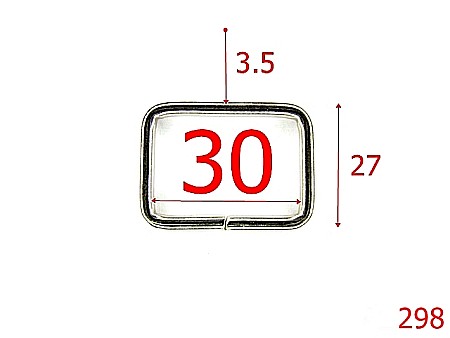 Inele dreptunghiulare - 298/INEL DREPTUNGHIULAR  3 CM X3.5MM-30-mm-3.5-nichel--3K7-3L7-3G2/3L4--R40