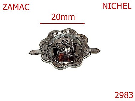 Accesorii metalice pentru marochinarie - 2982/ORNAMENT-20-mm---nichel---M44--