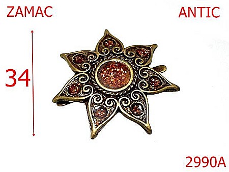 Accesorii metalice pentru marochinarie - 2990A/ORNAMENT-34-mm---antic-15A4--4K8--AO29