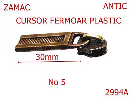 Cursori fermoar - 2994A/CURSOR-No 5-mm---antic---2C5-2I5-