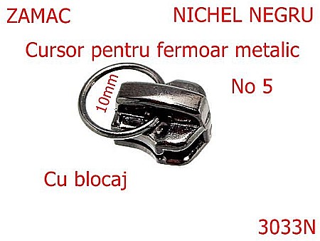 Cursori fermoar metalic - 3033N/CURSOR-No5-mm---nichel negru-----AP5