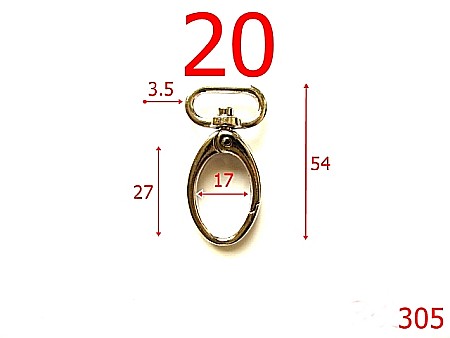Carabine poseta - 305/CARABINE-20-mm---nichel-----