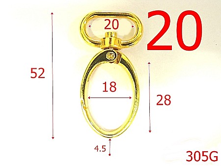 Carabine - 305G/CARABINA  2 CM GOLD-20-mm---gold---5C4--C22