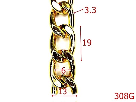Lant poseta otel - 308G/LANT ALUMINIU-13-mm---gold---7G6--V13